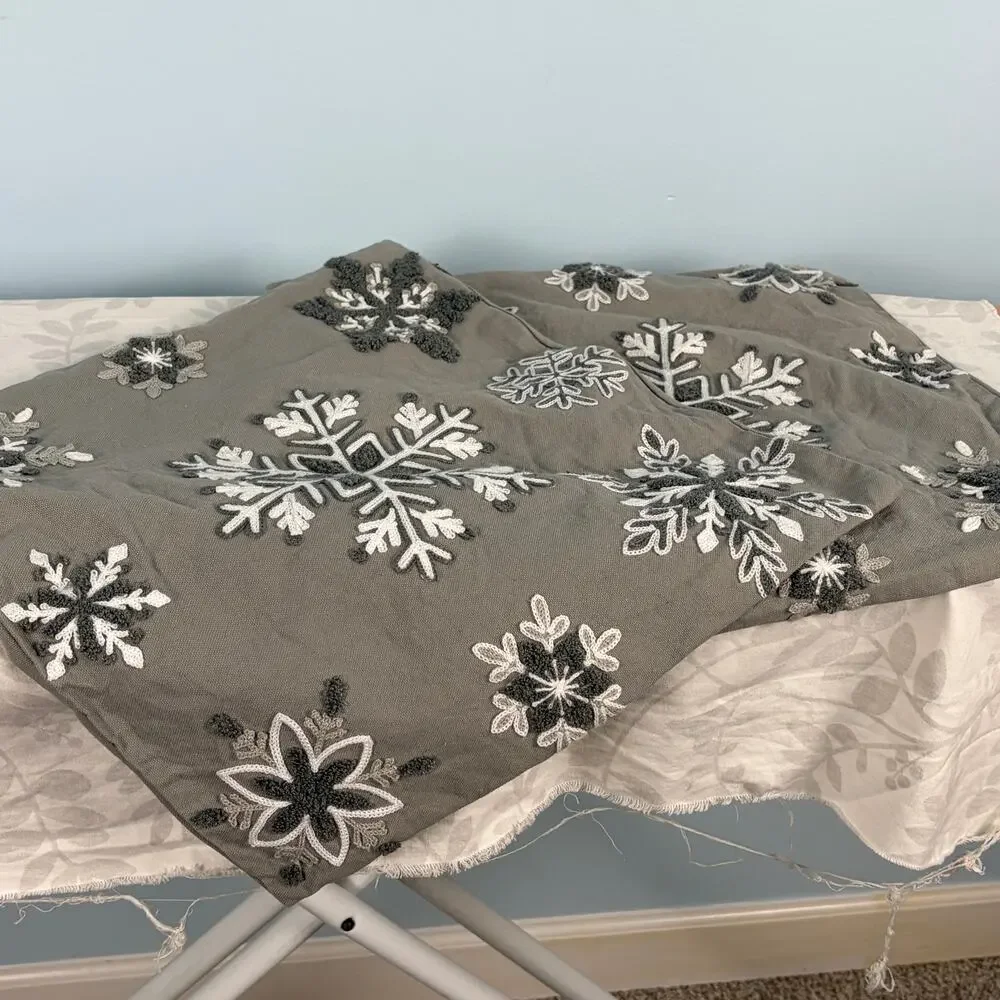 Grey and white snowflake throw Pillow covers 16 Inch winter seasonal Christmas
